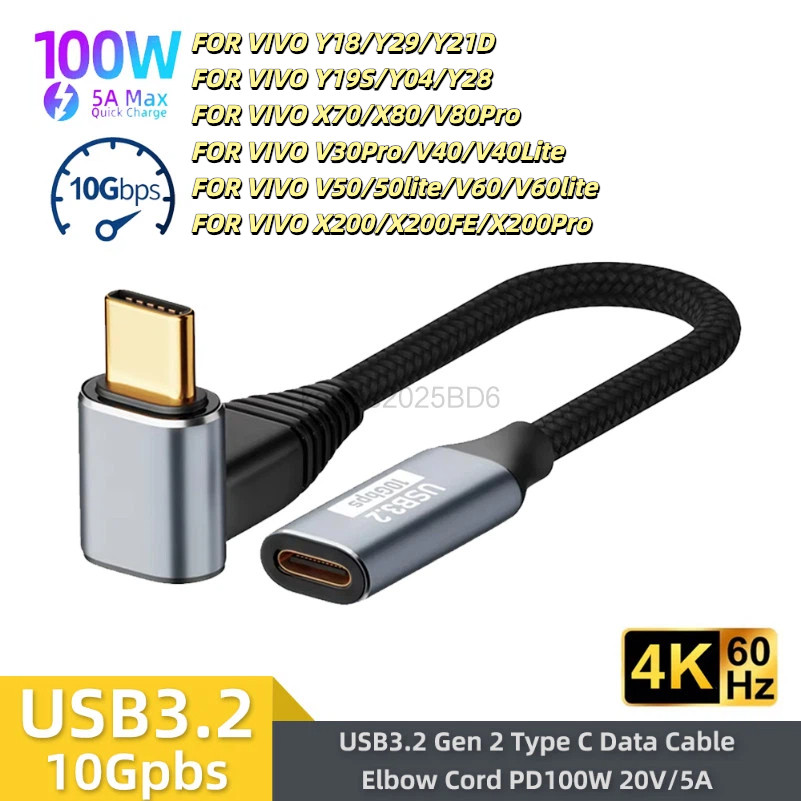 5A PD 100W USB C 3.1 Gen2 10Gbps สาย LIKAIYUE ประเภท C ถึง C QC4.0 3.0 Fast สายชาร์จ 4k 60Hz สายวิดี