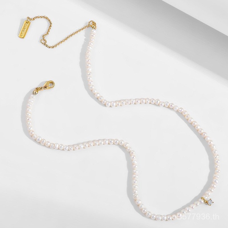 ญี่ปุ่นเกาหลีฝังมุก Kenjie สร้อยคอน้ําจืดโลหะธรรมชาติผู้หญิง Clavicle Chain ins สไตล์ Simple Zircon 