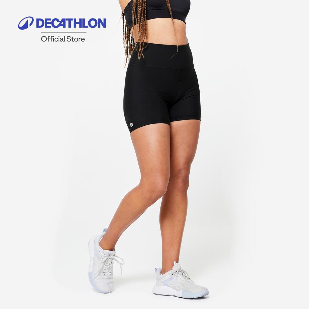 Decathlon Women'S Fitted Fitness Cardio Shorts กางเกงขาสั้นทรงกระชับใส่ออกกำลังกายแบบคาร์ดิโอสำหรับผู้หญิง - Black
