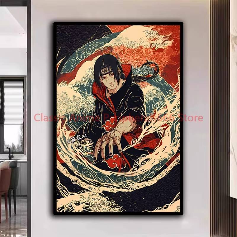 Naruto โปสเตอร์ Kakashi Sasuke Itachi Uchiha Akatsuki อะนิเมะภาพวาดผ้าใบตกแต่งบ้านโมเดิร์นความงามของขวัญ