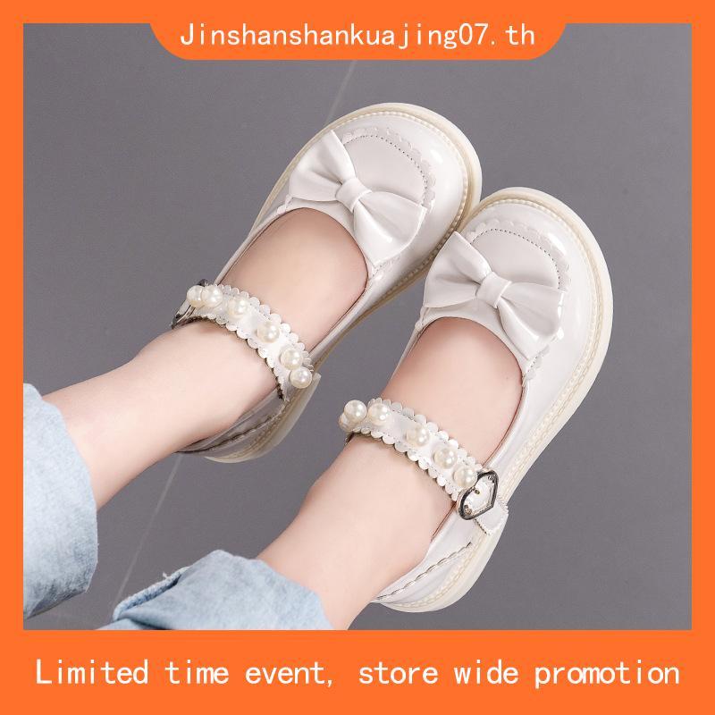 【Karkaa】รองเท้าหนัง สีดํา แฟชั่นฤดูใบไม้ร่วง สําหรับเด็กผู้หญิง PZX