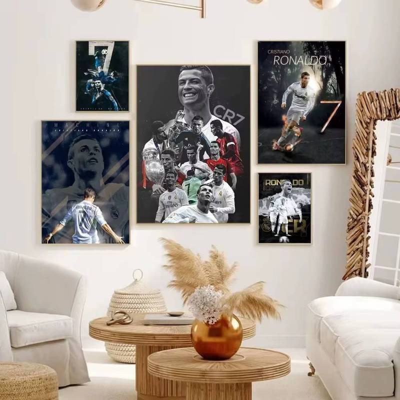 ฟุตบอล Star CR7 Ronaldo โปสเตอร์คลาสสิก Vintage โปสเตอร์ Vintage Room Home Bar Cafe Decor Nordic Hom