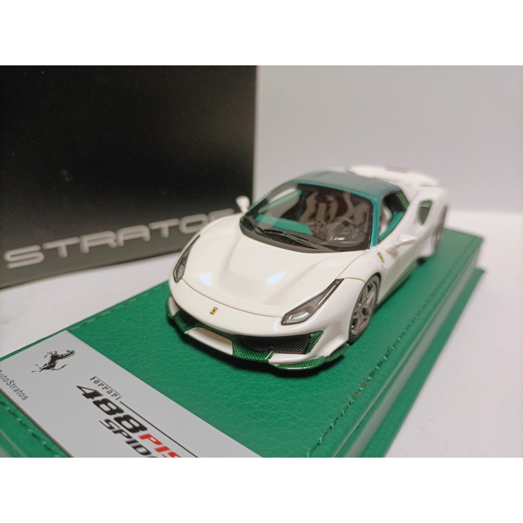 AutoStratos 1 43 Ferrari Supercar รุ่น 488 Pista Spider หมวกสีเขียวน้อย