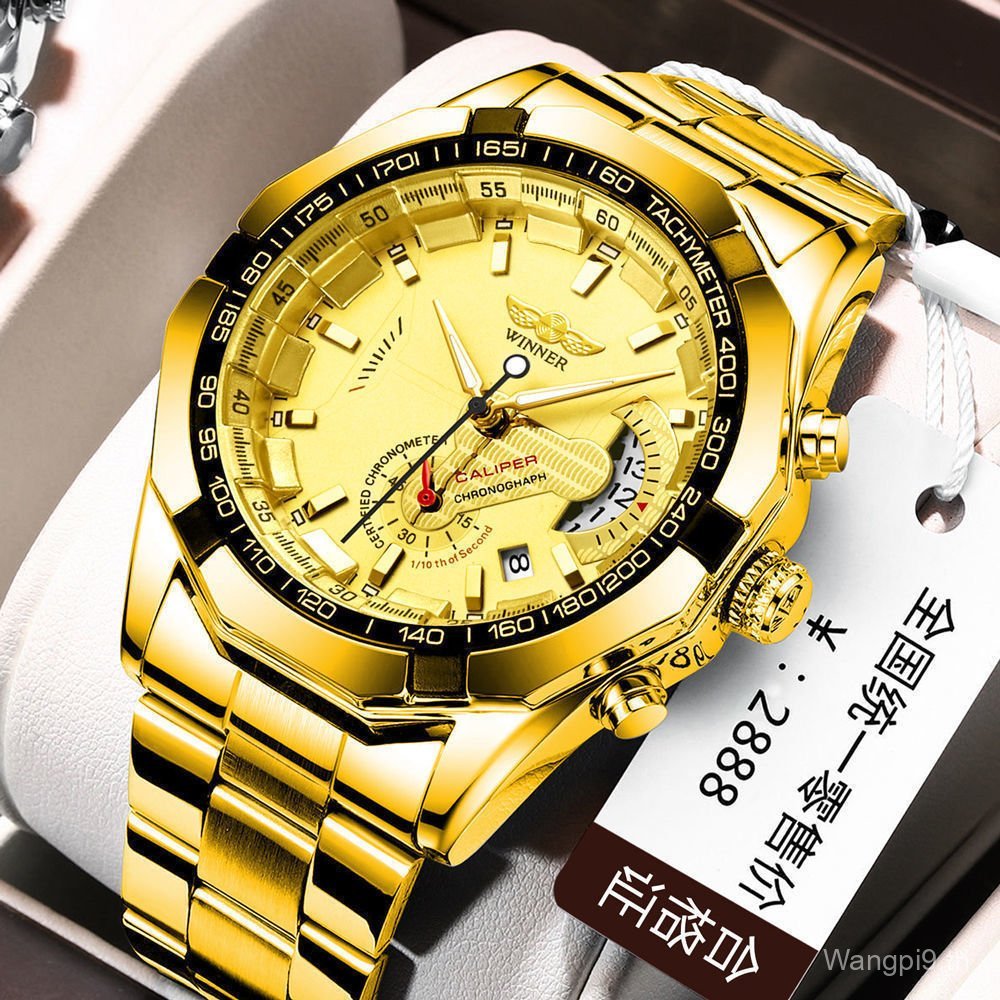 สินค้าใหม่ Winner Winner 340 Classic Style Men Fashion Casual Hollow Semi-Automatic Mechanical Watch
