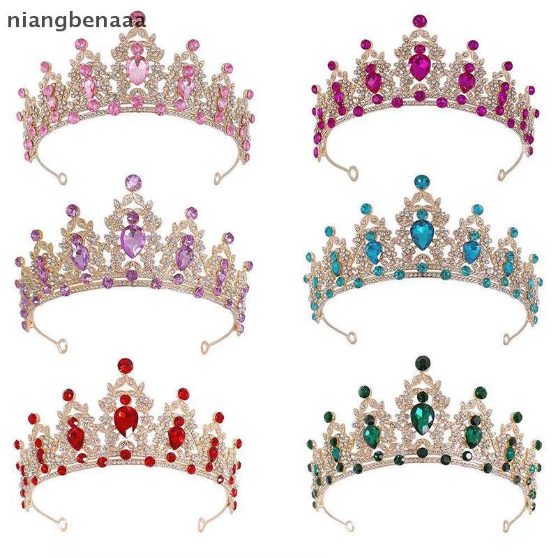 (niangbenaaa) หรูหราคริสตัลเจ้าหญิงมงกุฎอุปกรณ์เสริมผม Tiara สําหรับผู้หญิง Rhinestone งานแต่งงานเจ้าสาวมงกุฎเครื่องประดับใหม่ใหม่