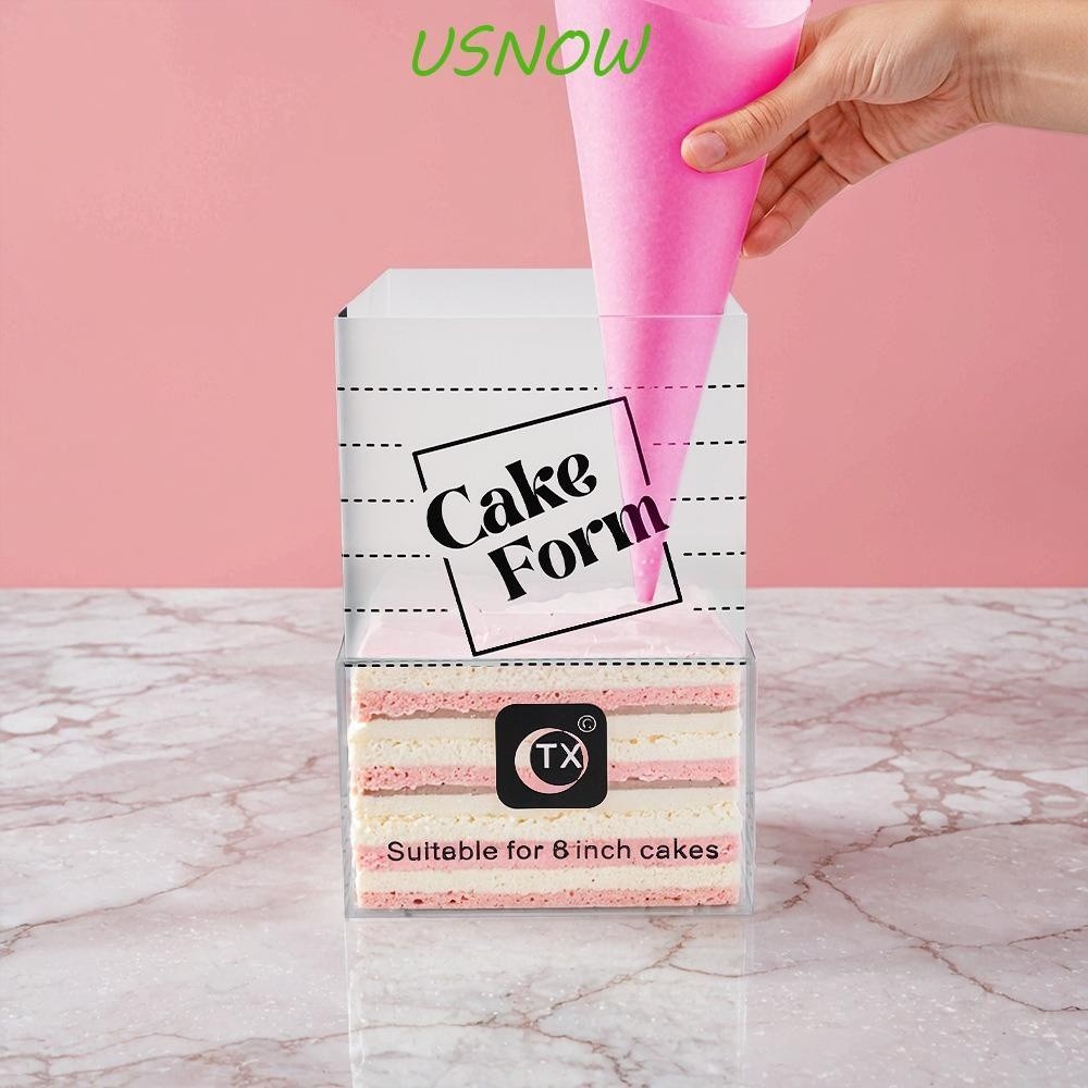 USNOW Adjustable Square Cake Ring 6/8/10 Inch Acrylic Mousse Cake Mold Easy to Use Frosted Transpare