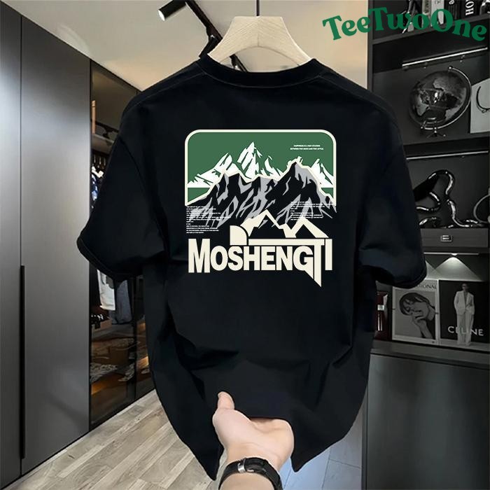 TeeTwoOne สไตล์อเมริกันวินเทจ เสื้อยืดโอเวอร์ไซส์"MOSHENGTI01" พิมพ์ลาย ผ้าคุณภาพสูง COTTON  100% ผ้าฝ้ายใส่สบาย unisex