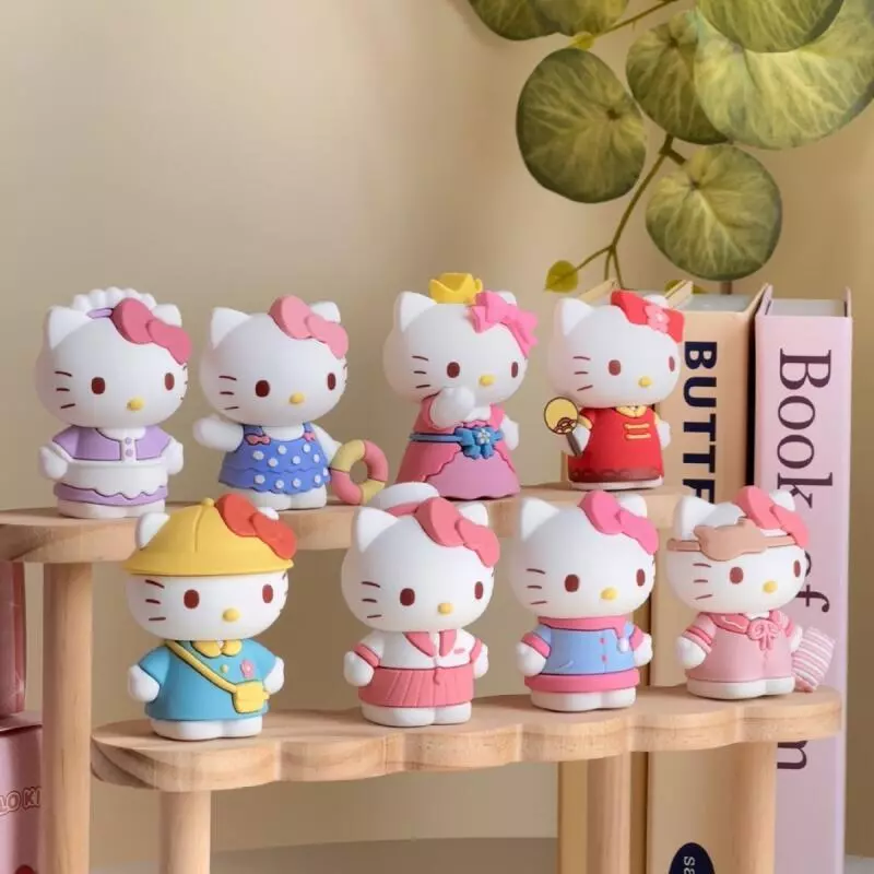 8 ชิ้น/ชุด ฟิกเกอร์ Sanrio Kitty ขนาด 6-7 ซม. ไดอารี่เจ้าหญิงน่ารัก ชุดแต่งตัว อนิเมะ โมเดลของเล่น ของตกแต่งเดสก์ท็อป