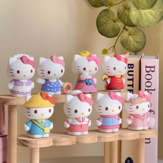 8 ชิ้น/ชุด ฟิกเกอร์ Sanrio Kitty ขนาด 6-7 ซม. ไดอารี่เจ้าหญิงน่ารัก ชุดแต่งตัว อนิเมะ โมเดลของเล่น ของตกแต่งเดสก์ท็อป
