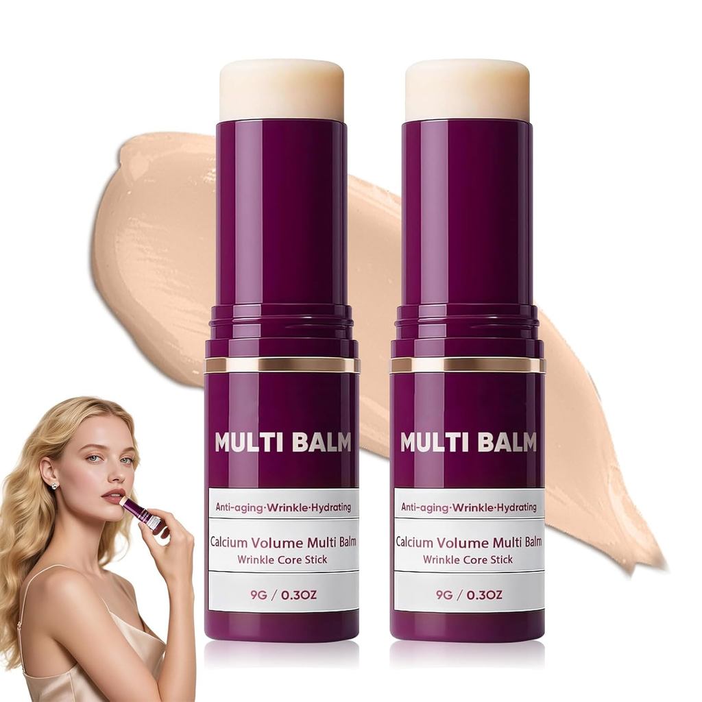 2 ชิ้น Calcium Volume Multi Balm, Calcium Multi Moisturizing Balm 9g, Collagen Moisturing Sticks, No