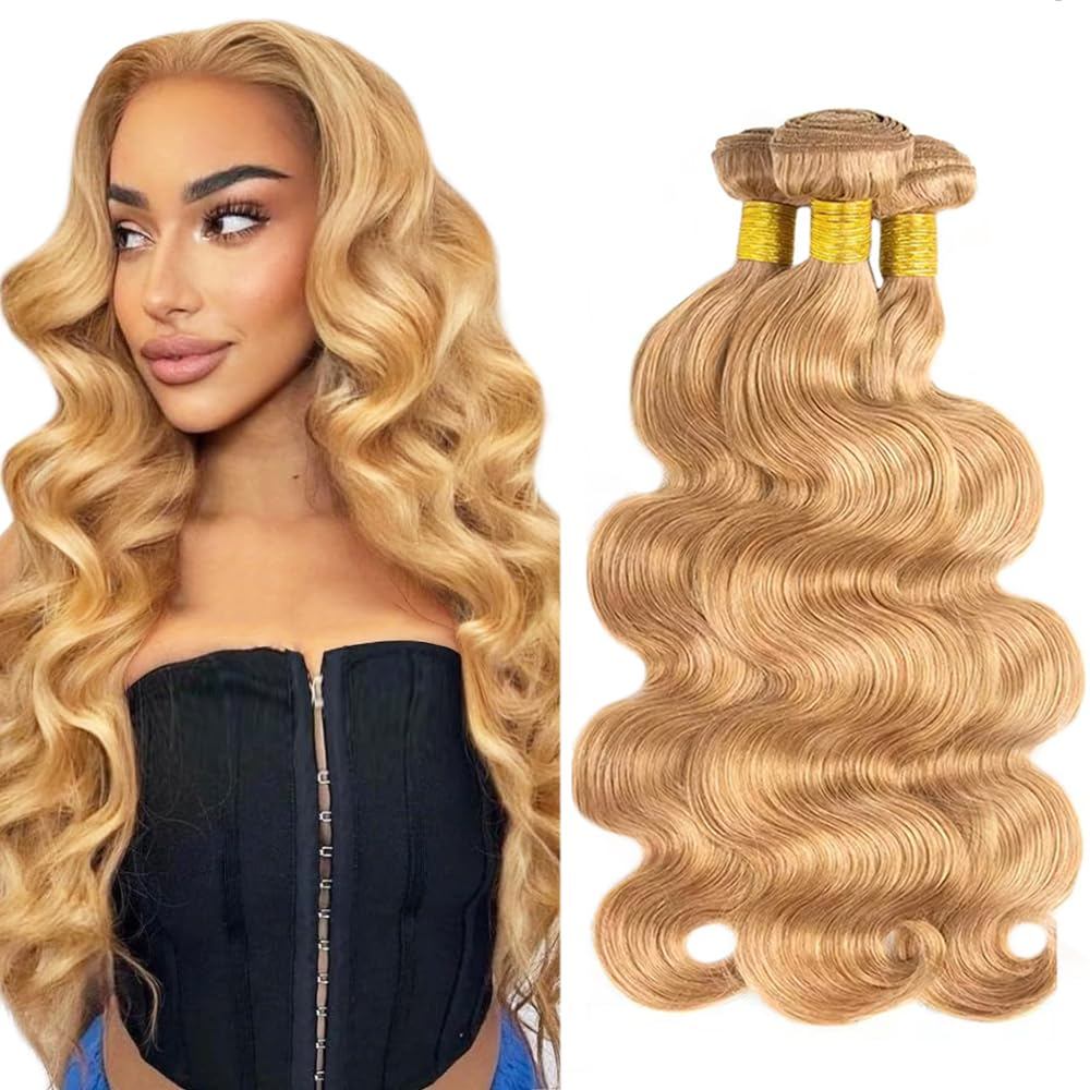 ผมจริงสีบลอนด์ทรงเวฟ ผมแท้จากบราซิล ความยาว 20-24 นิ้ว ปริมาณ 50 กรัม สำหรับเสริมผมผู้หญิง