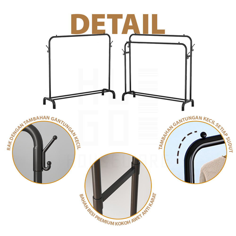 GANTUNGAN ไม้แขวนเสื้อขาตั้งคู่เดียวไม้แขวนเสื้อเหล็กวัสดุแขวนเสื้อผ้าเป้าหมายเหล็ก PIPE