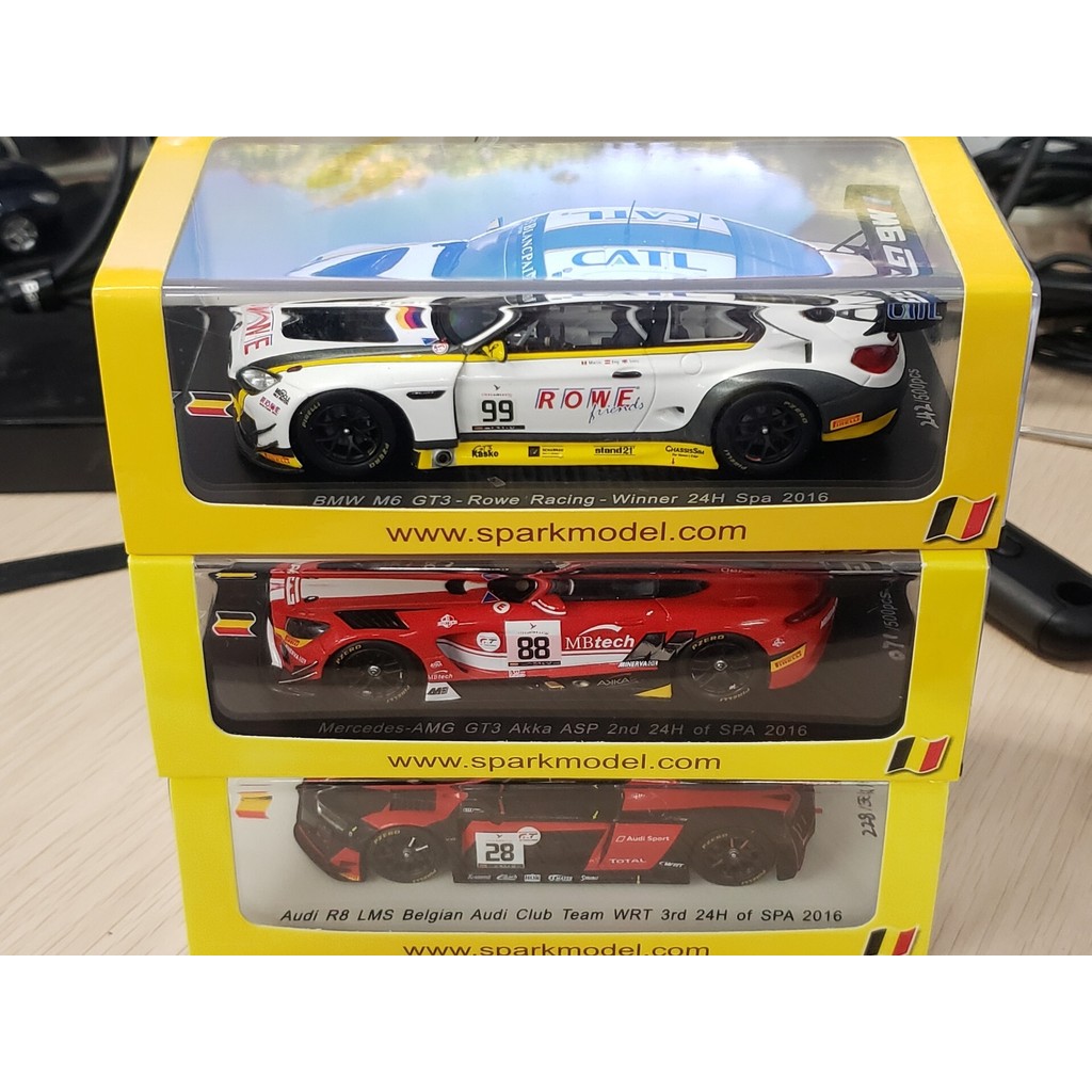 %㊋1/43 spark m6 gt3/amg gt3/r8 lms spa 24h 2016 Terrace First Three 2016 spark 24 ชั่วโมง top3 m6 gt