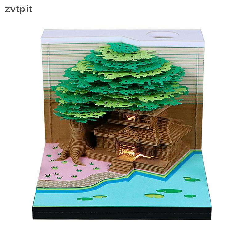 [ZPT] ปฏิทินชิ้นเวลา 2026 ปฏิทินตั้งโต๊ะพร้อมไฟ LED 3D ปฏิทินฉีกขาดกระดาษแกะสลัก Art Memo Pad Notepad ของขวัญสําหรับคริสต์มาสพิธีขึ้นบ้านใหม่เดสก์ท็อปตกแต่ง TH