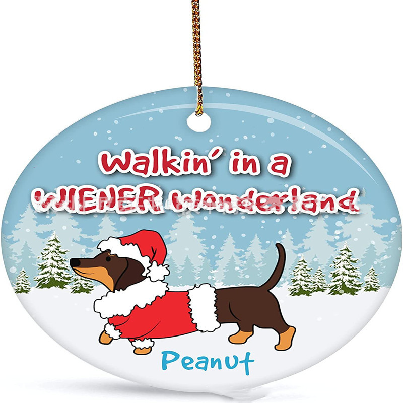 เครื่องประดับเซรามิค wiener wonderland dachshund แบบปรับแต่งเอง