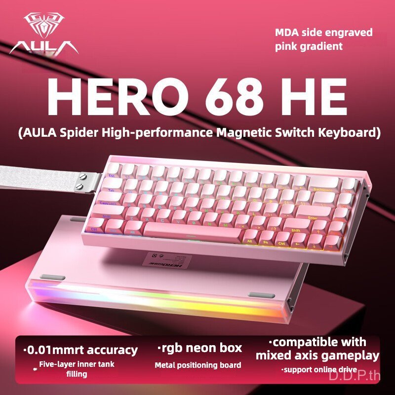 สต็อกพร้อม! Aula HERO68 HE HERO84 8K Magnetic Switch Gaming Mechanical Keyboard แบบมีสาย RGB Light R