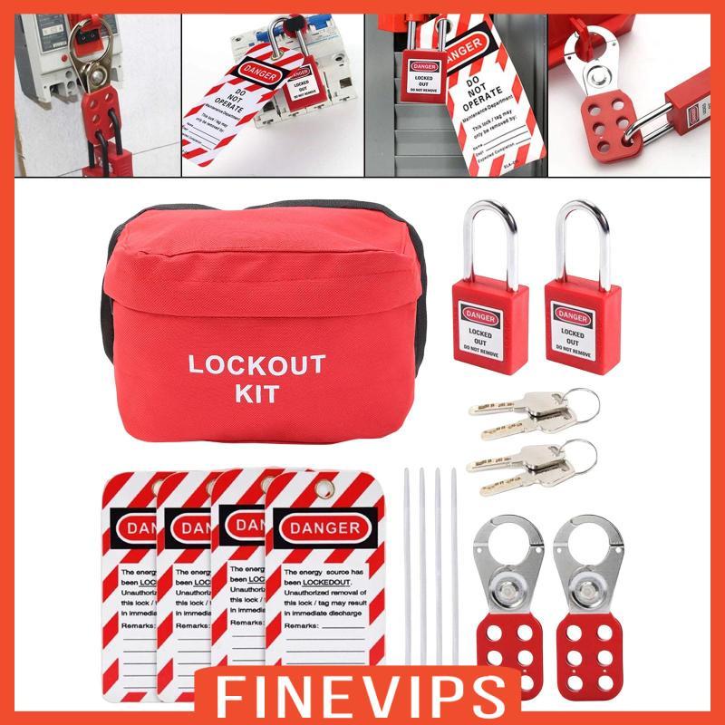 [Finevips] Heavy Duty Lockout Padlocks Hasps Lockout Tags Kit,Circuit Breaker Lockout พร้อมถุงเก็บ