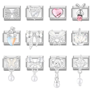 อิตาเลี่ยน Charm Modular สแตนเลส DIY ผีเสื้อ Love Series Modular สร้อยข้อมือยืดหยุ่น