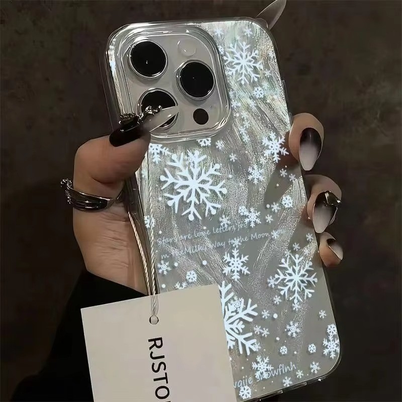 ปลอกสําหรับ Vivo Y16 Y03 Y20 Y17 Y100 Y28 V30 Y17S Y15 Y21 Y35 Y27 Y31 Y36 Y02 Y21S Y12 Y30 Y50 Y20S Y33S Elegant ฤดูหนาวเกล็ดหิมะสีขาวหรูหราปกหรูหรากันกระแทกคริสต์มาส