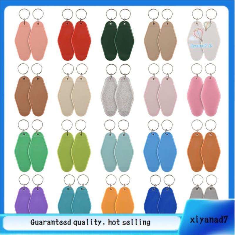 [xiyanad7.th]40 ชิ้นพวงกุญแจโรงแรมว่างเปล่าพร้อมพวงกุญแจ,20 สีพลาสติก Rhombus Motel พวงกุญแจระเหิดช่