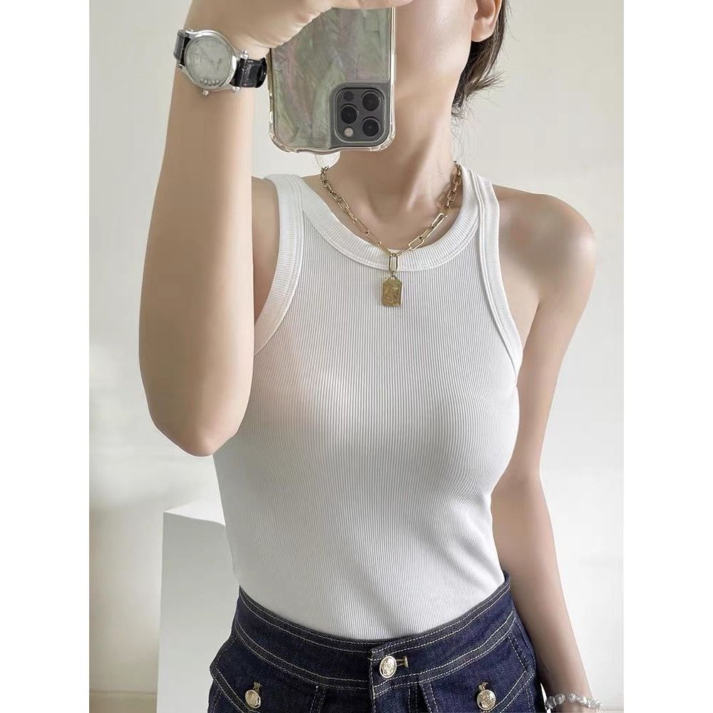 【11.11优惠大促】北欧螺纹工字背心小众显瘦弹力夏季修身上衣吊带外穿无袖打底百搭fadacai666.thfadacai666th20251107