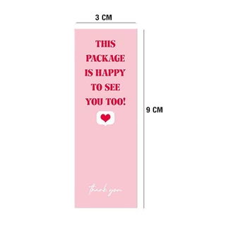 พร้อมส่ง! จากไทยสติ๊กเกอร์ Thank You สีชมพู ,สติ๊กเกอร์ขอบคุณ ขนาด 3x9cm. จำนวน 100 ดวง Sticker Hi Beauty