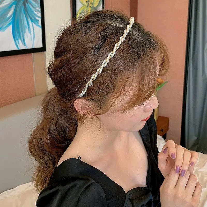 คาดผมประดับไข่มุก คาดผมเจ้าหญิง สไตล์เกาหลี ใส่ได้ทุกโอกาส