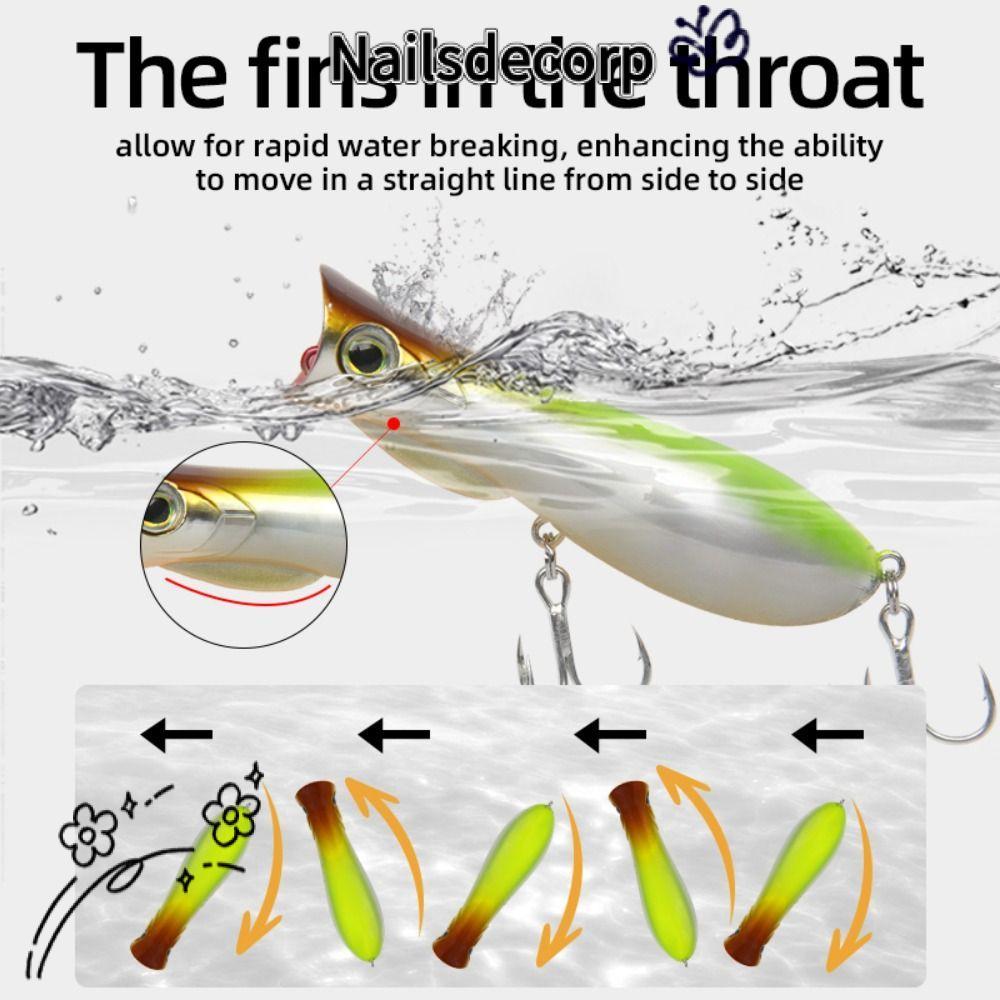 NAILS Topwater Popper เหยื่อลอยพลาสติก ขนาด 69 มม., 9.3 กรัม ดีไซน์เสียงและเคลื่อนไหว.FLOATING LURE 
