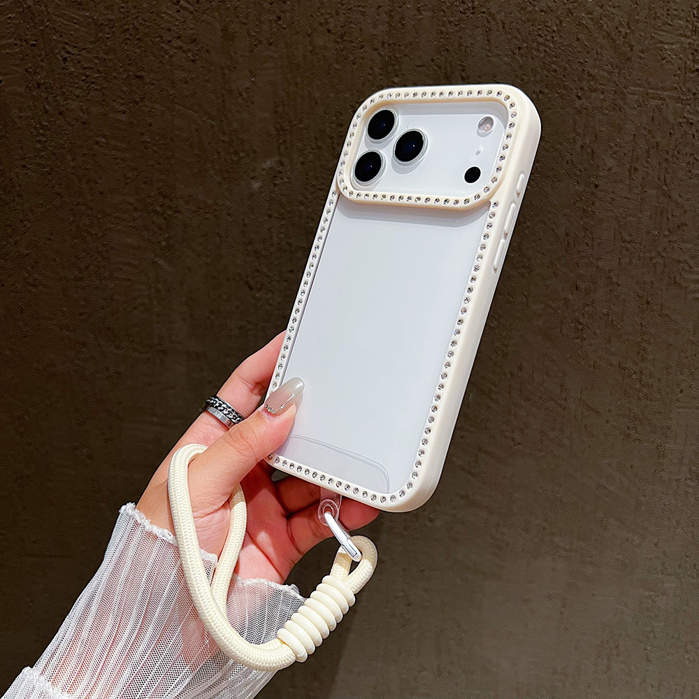 หรูหราพร้อมเชือกเส้นเล็กเพชรโปร่งใส Jewelledเคสโทรศัพท์สําหรับiPhone 11 12 13 14 15 16 17 Pro Max Plus Air Glitterกันชนกลับกรณีปก - รูปที่ 4