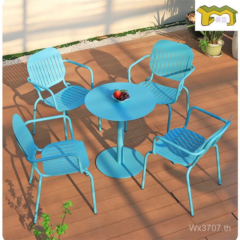 โต๊ะกาแฟเก้าอี้รวมกัน Courtyard Cafe กลางแจ้ง Open-air Influencer นมชา Shop โต๊ะเก้าอี้ระเบียงโมเดิร