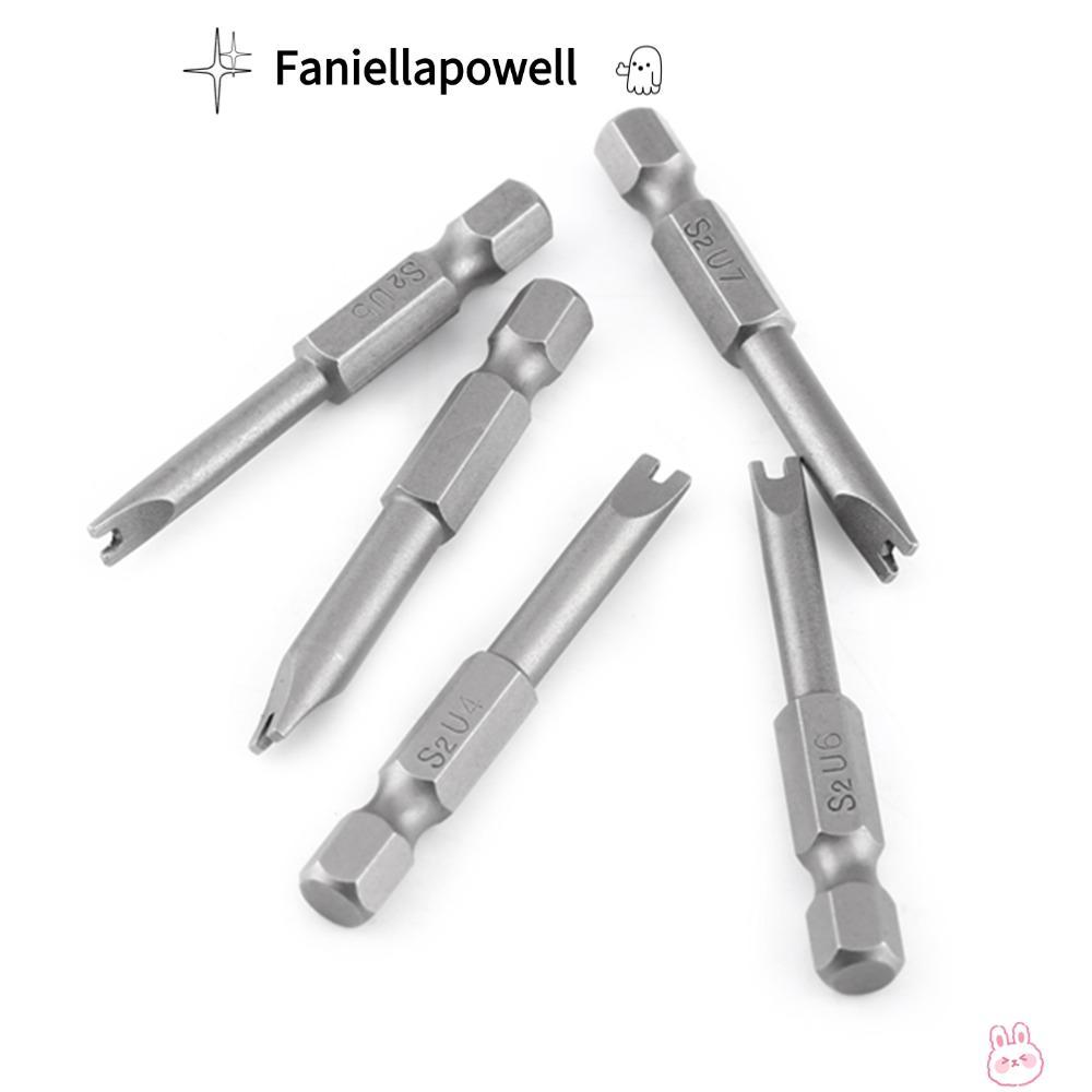 FANIELLAPOWELL 5 ชิ้น U รูปร่างไขควง Bits, S2 โลหะผสมเหล็ก, ความยาว 50 มม. U ประเภทเจาะ Bits, 1/4 นิ