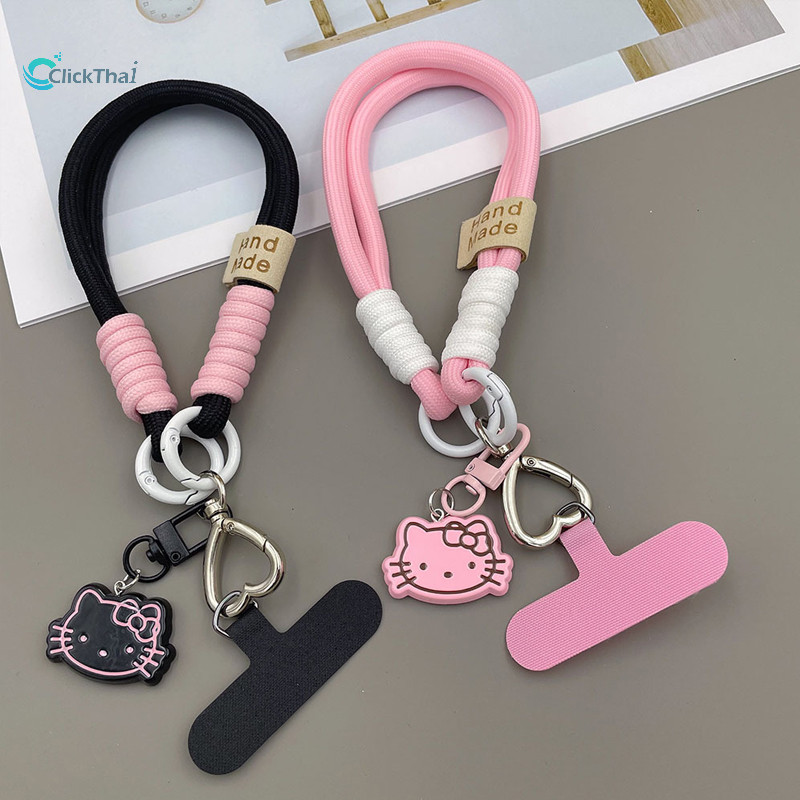 HelloKitty Lanyards กรณีโทรศัพท์ Lanyards 3D Kitty โทรศัพท์จี้ Universal โทรศัพท์ Lanyard สั้นทอโทรศัพท์ Lanyard