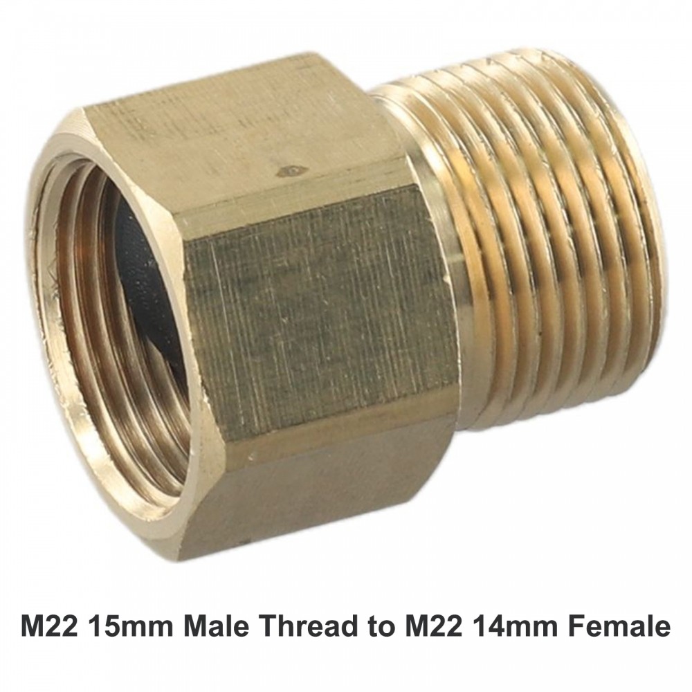 M22 15mm Male Thread To M22 14mm Female Metric-Adapter Pressure-Washer Brass NEW