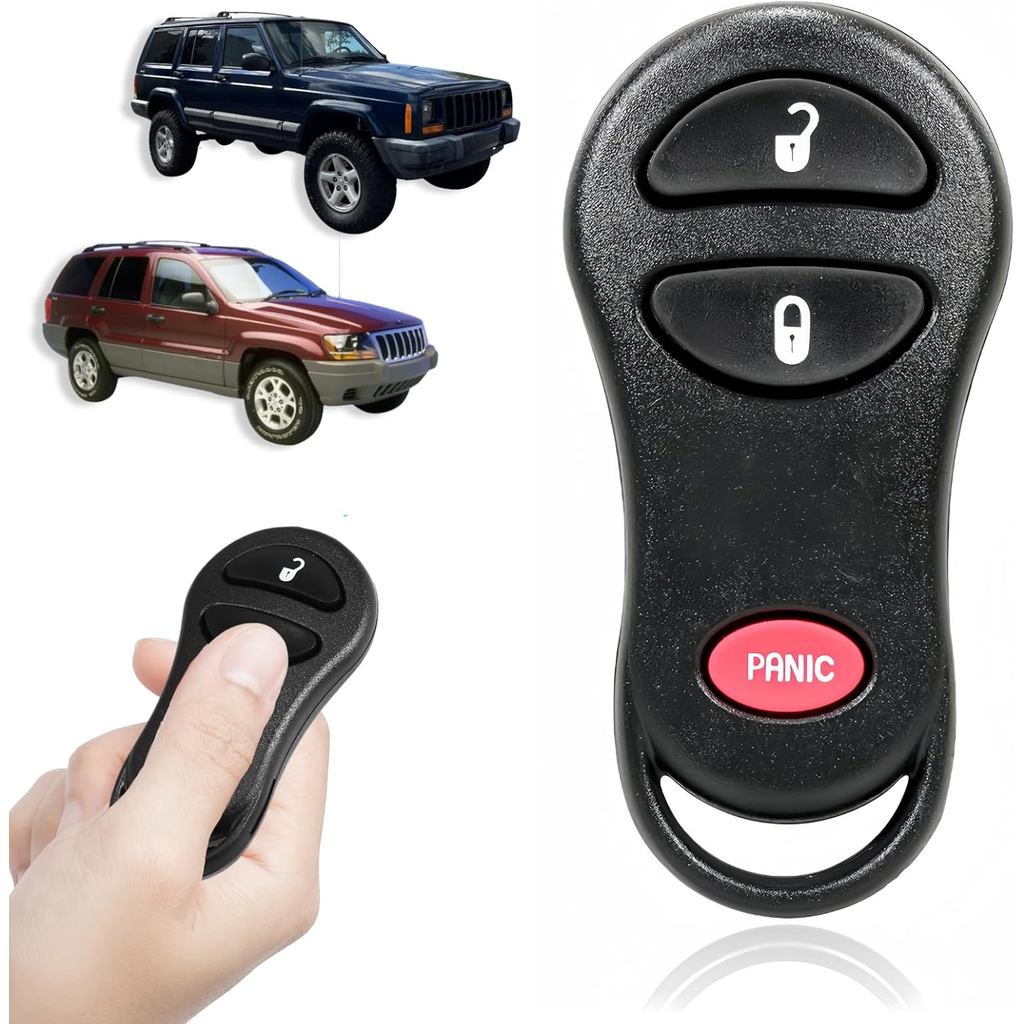 เปลี่ยน Keyless Entry Remote Car Key Fob GQ43VT9T - ใช้งานร่วมกับ 1999 2000 2001 Jeep Cherokee & 199