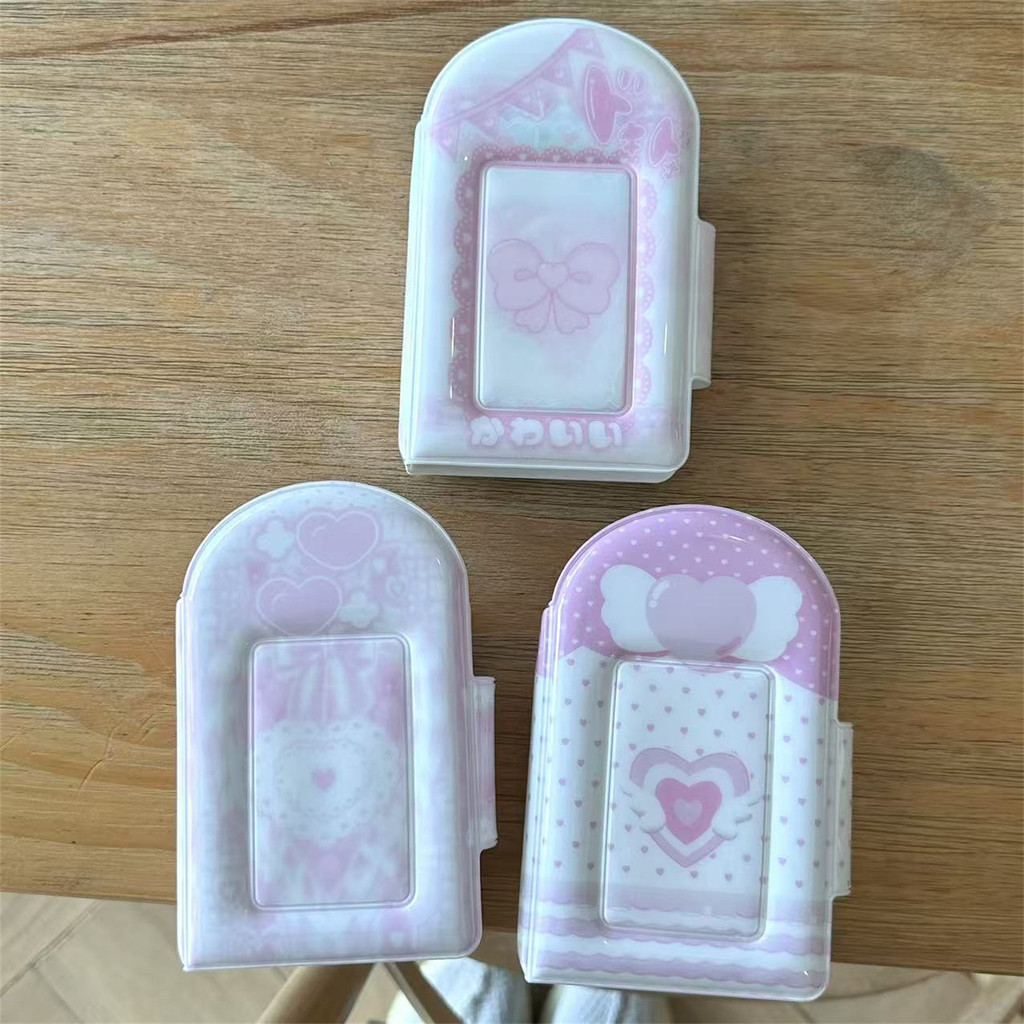 ริบบิ้นปีกหัวใจสีชมพูสไตล์ Ins 10 ซม. อัลบั้มปุ่มสแน็ปโพลารอยด์ Aidou Photocard