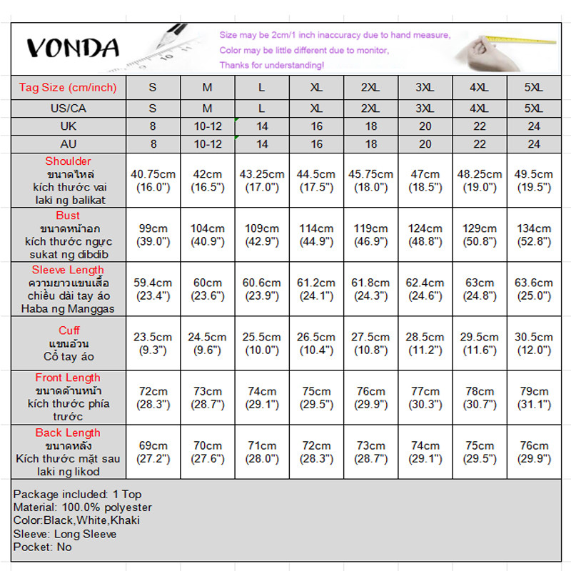VONDA ผู้หญิงเกาหลีลําลองปกจีบ Silky ซาตินแขนยาวเหมาะกับทํางานเสื้อเชิ้ตสํานักงาน — صورة 2