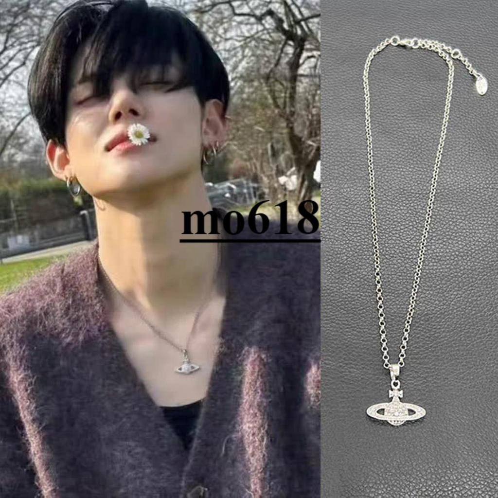 ** mou618 * TXT Cui Ranjun สไตล์เดียวกัน Planet แหวนหัวเข็มขัดสร้อยคอผู้ชายผู้หญิง ins แฟชั่น Clavic