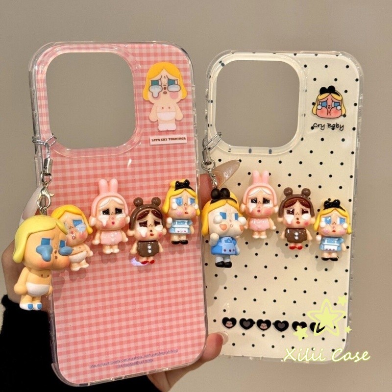 สำหรับ IPhone 13 15 17 air 16 11 14 12 Pro Max 15 14 16 Plus การ์ตูน จุดคลื่น จุดตาหมากรุก ขี้แย น่ารัก ปก IMD