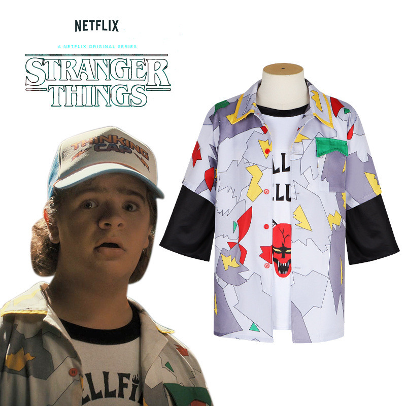Stranger Things 4cos Suit tranger Things S4 Hellfire Club เสื้อยืด Dustin เสื้อ cos