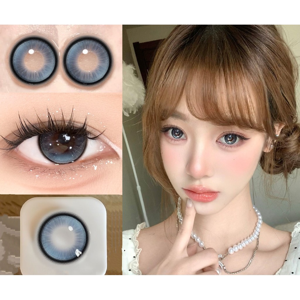 (1 คู่) HFYCHAI ,thestarlens Brand ,14.20mm,Gdia:13.5mm,(เกรด 0-8), คอนแทคเลนส์ 6 เดือนใช้ (สีน้ําเง