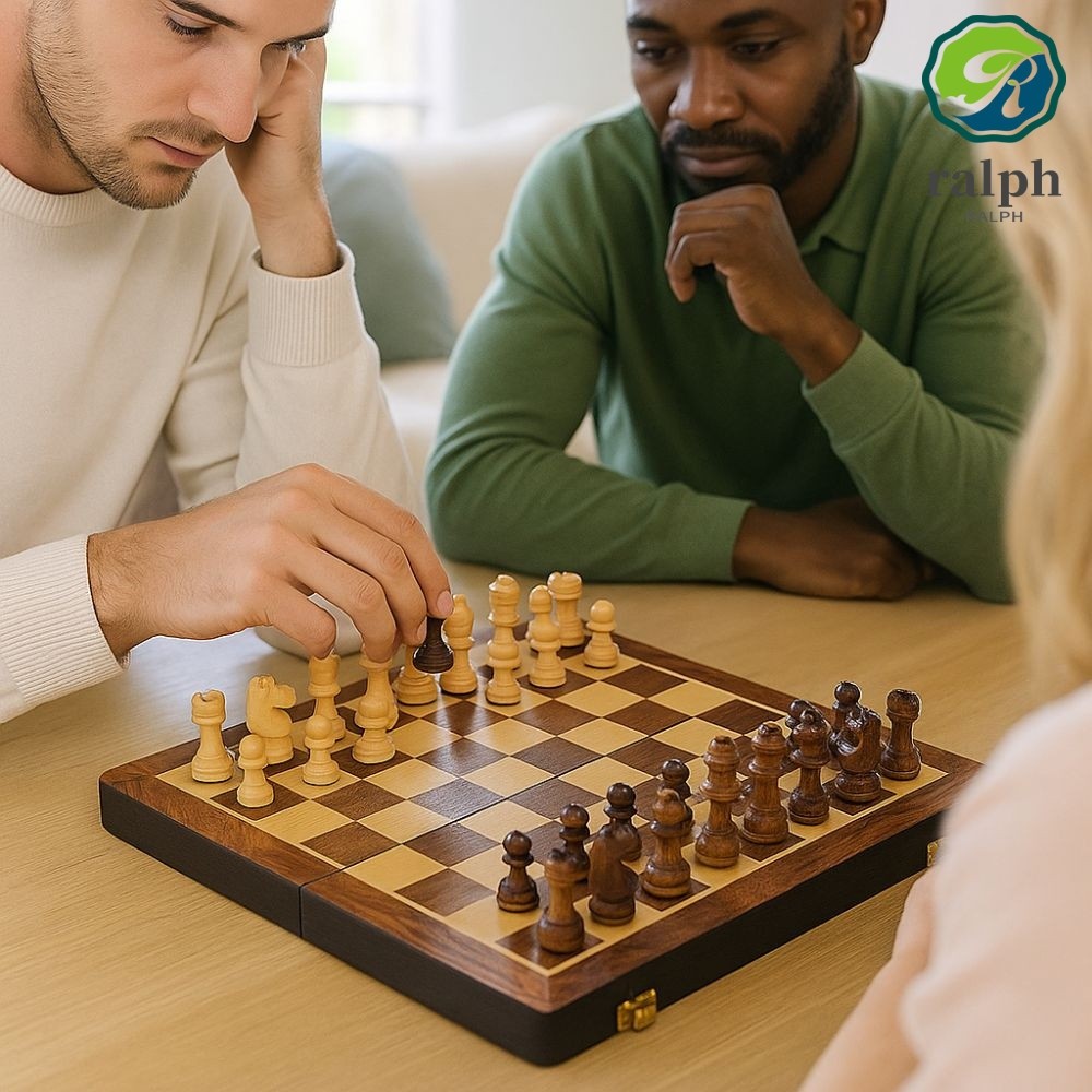 Ralph Magnetic Chess Set Portable Wooden 29 Cm Large Board Game Foldable Educational Craft Chess Boa