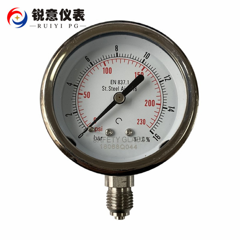 กระจกความปลอดภัยความต้านทานแรงกระแทกเครื่องวัดความดันการรักษาน้ํา 16BAR 230PSI EU EN837-1 316 วัสดุ 