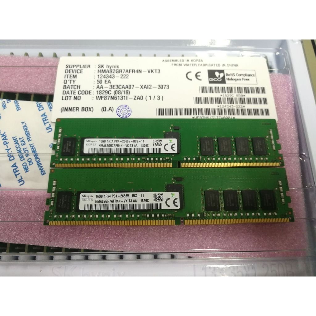 หน่วยความจําเดิม SK Hynix HMA82GR7AFR4N-VK DDR4 16G 1RX4 REG 2666