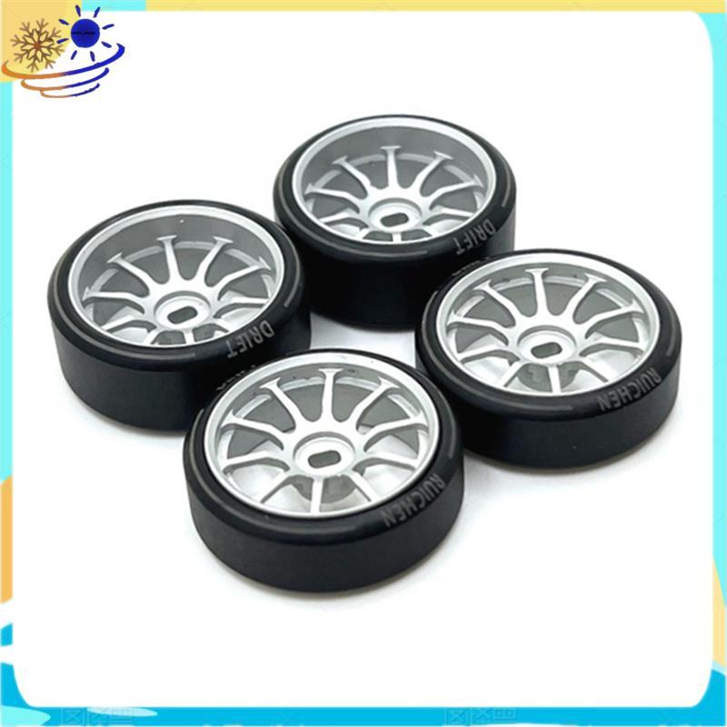 4 ชิ้นพลาสติกแข็งดริฟท์ยาง ไทร์ ขอบล้อโลหะสําหรับ  284131 K969 K989 P929 Mini-Z 1/28 RC รถอะไหล่อัพเ