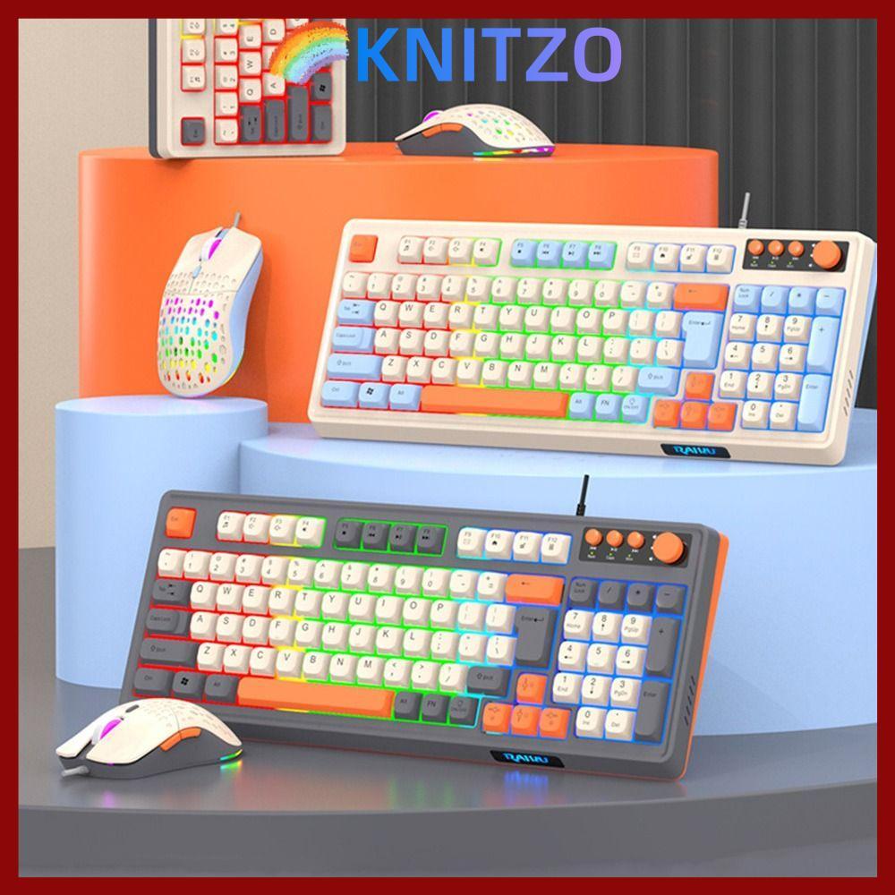 คีย์บอร์ด KNITZO RAID T98, เมาส์คีย์บอร์ดเรืองแสงแบ็คไลท์, เค้าโครง 98 คีย์สีรุ้งแสงเกมคีย์บอร์ดแบบก
