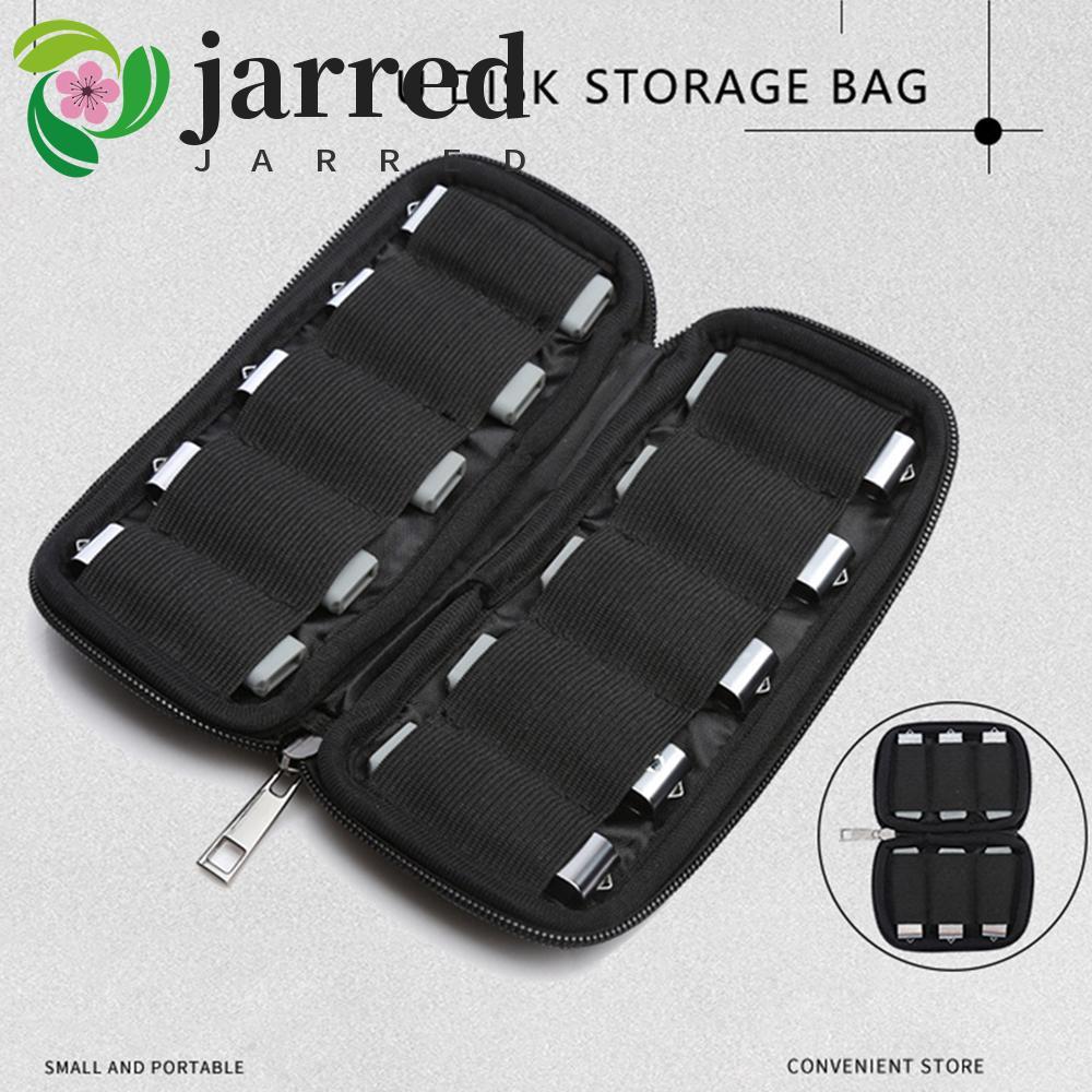 JARRED แฟลชไดรฟ์ Organizer สีดํามัลติฟังก์ชั่น U Disk Holder กันฝุ่นกันกระแทกพร้อมซิป U Disk Bag