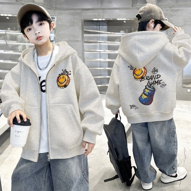 เสื้อฮู้ดเด็กชาย ลายการ์ตูนสุดเท่ แบบซิป ใส่สบาย กันลม เหมาะสำหรับฤดูใบไม้ร่วง/ฤดูหนาว