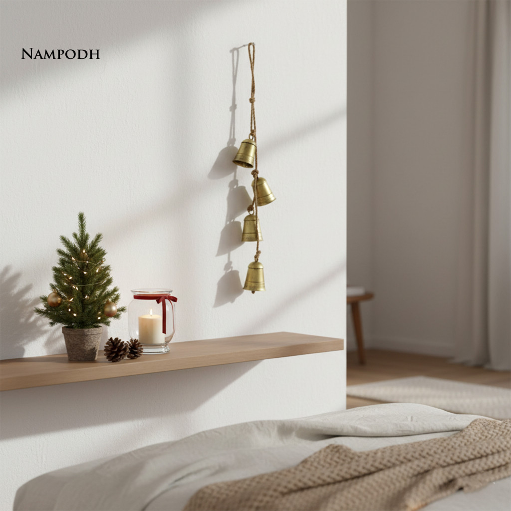 Roeaceh ตกแต่ง Jingle Bell Hand-knotted Rustic เชือก Bell Rustic Vintage Cow Bell Cluster แขวนตกแต่ง