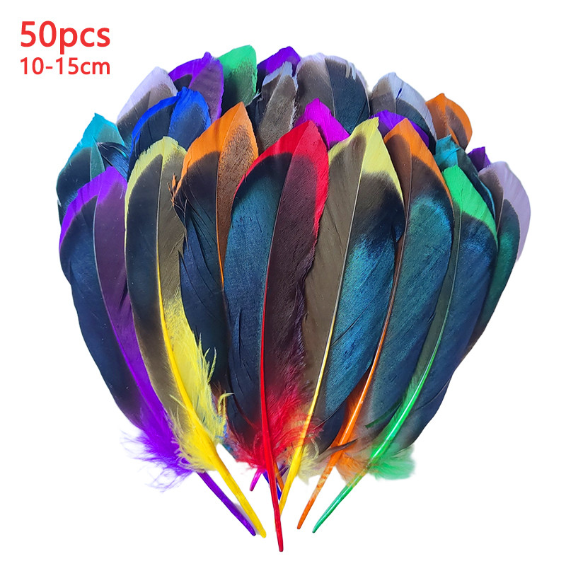 ขนห่านตัด 10-15เซนติเมตร 50ชิ้น สีดำและขาว สำหรับงานฝีมือและตกแต่งหมวกในเทศกาล