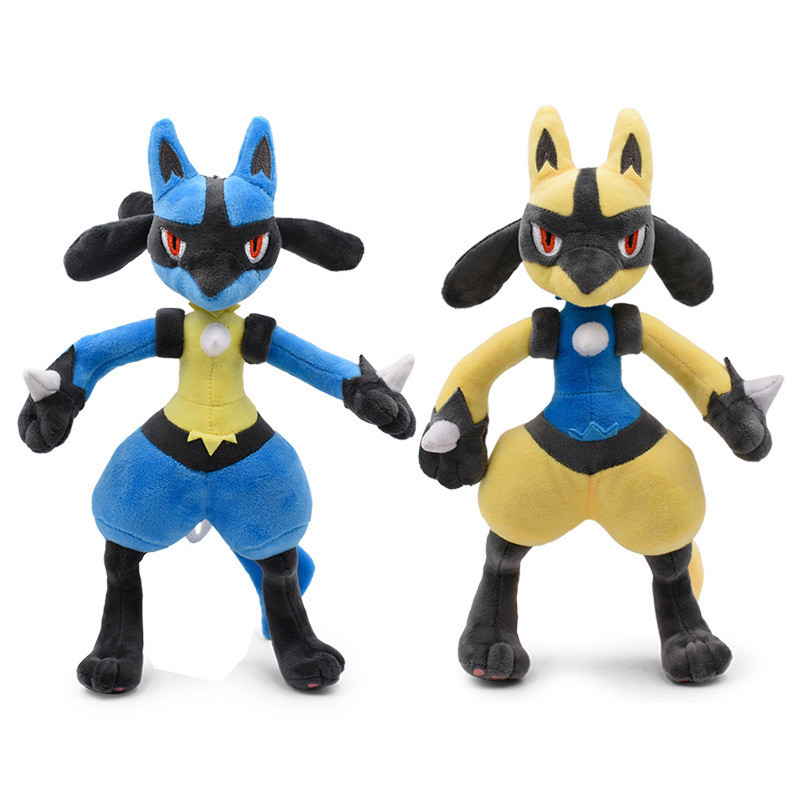 การ์ตูนอะนิเมะยืนขนาดใหญ่ Lucario Heterochromatic Lucario Evolution ตุ๊กตาของเล่นตุ๊กตา